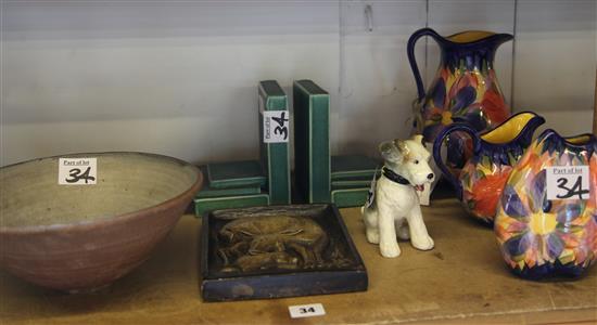 Bretby bookends, dog and other